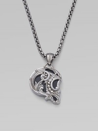 From the No Regrets Collection. It's shaped like a skull in profile, but this pendant is graceful rather than ghoulish, with swirls and curves of sterling silver and inlays of black onyx.Black onyx Sterling silver Necklace length, about 24 Pendant length, about 1 each Lobster clasp Imported From the No Regrets Collection. It's shaped like a skull in profile, but this pendant is graceful rather than ghoulish, with swirls and curves of sterling silver and inlays of black onyx.Black onyx Sterling silver Necklace length, about 24 Pendant length, about 1 each Lobster clasp Imported