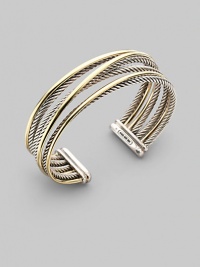 From the Silver Classics Collection. Sterling silver and 18K gold crossover bracelet. Made in USA. From the Silver Classics Collection. Sterling silver and 18K gold crossover bracelet. Made in USA.
