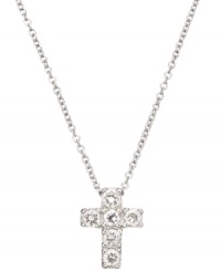Spiritual and stylish. CRISLU's children's cross pendant makes the perfect gift for her First Communion. Crafted in platinum over sterling silver with sparkling clear cubic zirconias (1/3 ct. t.w.). Approximate length: 13 inches + 1-1/2 inch extender. Approximate drop: 1/2 inch. Spiritual and stylish. CRISLU's children's cross pendant makes the perfect gift for her First Communion. Crafted in platinum over sterling silver with sparkling clear cubic zirconias (1/3 ct. t.w.). Approximate length: 13 inches + 1-1/2 inch extender. Approximate drop: 1/2 inch.
