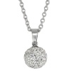 Hot 12mm White Pave Disco Ball Pendant With 20 Stainless Steel Chain