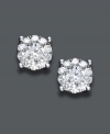 Diamond stud earrings (2 ct. t.w.) are definitely a girl's best friend. The perfect accessory that goes with everything. Multiple round-cut diamonds add effortless shine in a 14k white gold post setting. Approximate diameter: 9-8/10 mm.