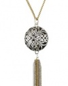 Lucky Brand Silver-Tone Openwork Tassle Necklace