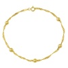 18k Yellow Gold Plated Sterling Silver Singapore with 4mm Bead Stations Chain Anklet, 9