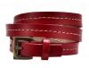 Red Triple Wrap Belt Buckle Stitched Leather Bracelet Fashion Cool Strap Punk