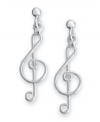 The perfect gift for the musically inclined. Giani Bernini's sterling silver earrings feature a G-Clef music note design. Approximate drop: 7/8 inch. Approximate width: 1/2 inch.
