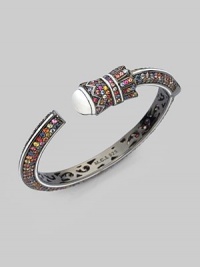 From the Pavé Column Collection. A myriad of multi-colored sapphires along white enamel trimmed sterling silver.Sapphire Enamel Sterling silver Width, about ½ Sidekick hinge Imported From the Pavé Column Collection. A myriad of multi-colored sapphires along white enamel trimmed sterling silver.Sapphire Enamel Sterling silver Width, about ½ Sidekick hinge Imported