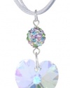 Genuine Swarovski Crystallized Elements Heart and Crystal Fireball Pendant Necklace, 18