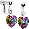 Handcrafted Light Vitrail Heart Clip Earrings MADE WITH SWAROVSKI ELEMENTS