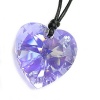 Swarovski Crystal Violet Ab Heart Pendant 28mm Black Leather 1mm Choker Necklace 14 16 18 20 22 24 Adjustable