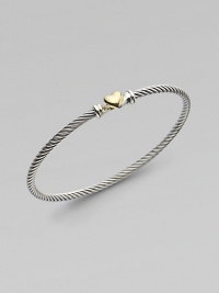 From the Cable Heart Collection. A thin signature cable band with a delicate 18K gold heart.Sterling silver 18K yellow gold Width, about 3mm Hook closure Imported From the Cable Heart Collection. A thin signature cable band with a delicate 18K gold heart.Sterling silver 18K yellow gold Width, about 3mm Hook closure Imported