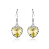 White Gold Swarovski Elements Crystal Heart Solitaire Dangle Earrings