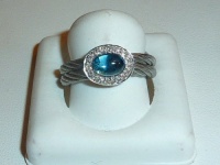 Philippe Charriol 'Flamme Blanche' Collection 18K Gold Blue Topaz and Diamond Ring Philippe Charriol 'Flamme Blanche' Collection 18K Gold Blue Topaz and Diamond Ring