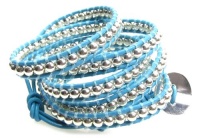 Women's Silver Bead Taos Turquoise Blue Genuine Leather & Silver Bead Wrap Bracelet, 39 Extra Long 5x Wrap Bracelet Women's Silver Bead Taos Turquoise Blue Genuine Leather & Silver Bead Wrap Bracelet, 39 Extra Long 5x Wrap Bracelet