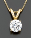 A twinkling round-cut diamond pendant (3/4 ct. t.w.) with an elegant 14k gold bale for standout style. Approximate length: 18 inches. Approximate drop: 1/2 inch.