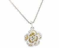 B. Brilliant Sterling Silver & Gold Cubic Zirconia Flower Pendant Necklace