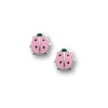 Sterling Silver Children's Pink and Black Ladybug Earrings