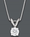 Solitary sparkle. A single, round-cut diamond (1/3 ct. t.w.) makes a subtle statement on this beautiful 14k white gold pendant. Approximate length: 18 inches. Approximate drop: 3/8 inch.