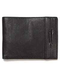 Wrought in fine leather, this wallet makes a fine choice for toting all your essentials. A double arrow logo and tight stitching add detail to the exterior and inside the fold, 5 card slots and a bill slot neatly organize your cash, IDs and credit cards. Wrought in fine leather, this wallet makes a fine choice for toting all your essentials. A double arrow logo and tight stitching add detail to the exterior and inside the fold, 5 card slots and a bill slot neatly organize your cash, IDs and credit cards.