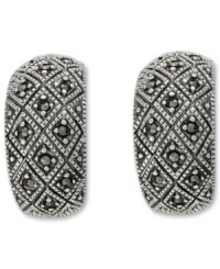 A sparkling sensation! Genevieve & Grace's sterling silver earrings feature a crisscross design accented by glittering marcasite. Earrings feature an omega clip-on backing for non-pierced ears. Approximate length: 3/4 inch. Approximate width: 3/8 inch. A sparkling sensation! Genevieve & Grace's sterling silver earrings feature a crisscross design accented by glittering marcasite. Earrings feature an omega clip-on backing for non-pierced ears. Approximate length: 3/4 inch. Approximate width: 3/8 inch.