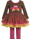Bonnie Jean Girls 2-6X Owl Appliqued Tutu Legging Set, Brown, 2T
