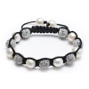 Bling Jewelry Shamballa Inspired Bracelet White Freshwater Pearl Clear Crystal 10mm