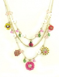 Betsey Johnson Jewelry Garden Party Flower Ladybug Layer Necklace New 2013 Betsey Johnson Jewelry Garden Party Flower Ladybug Layer Necklace New 2013