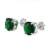 Sterling Silver.925 Emerald Color Cubic Zirconia Stud Earrings 2.00 Carats Total Weight Comes in a Gift Box & Special Pouch
