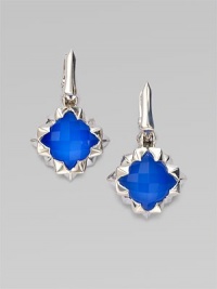 From the Superstud Collection. Faceted pillows of bright blue agate and clear quartz sit dramatically in a zigzag setting of polished sterling silver with accents of 14k gold.Blue agate and clear quartzSterling silver and 14k yellow goldLength, about 1Post-and-hinge backImported From the Superstud Collection. Faceted pillows of bright blue agate and clear quartz sit dramatically in a zigzag setting of polished sterling silver with accents of 14k gold.Blue agate and clear quartzSterling silver and 14k yellow goldLength, about 1Post-and-hinge backImported