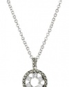 Judith Jack Sterling Silver, Marcasite and Cubic Zirconia Circle Drop Pendant Necklace