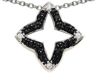 Star Shaped Black and White Pendant in .925 Sterling Silver LIFETIME WARRANTY Star Shaped Black and White Pendant in .925 Sterling Silver LIFETIME WARRANTY
