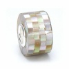 Bella Fascini Cream Khaki Champagne Mosaic Mother of Pearl Shell Bead - Fits Perfectly on Chamilia Moress Pandora and All Compatible Brands