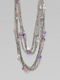 From the Bijoux Collection. Textural chains of sterling silver are vibrantly dotted with lavender amethyst, rose quartz, and pearl.Amethyst, rose quartz, and pearl Sterling silver Length, about 44 Toggle clasp Imported From the Bijoux Collection. Textural chains of sterling silver are vibrantly dotted with lavender amethyst, rose quartz, and pearl.Amethyst, rose quartz, and pearl Sterling silver Length, about 44 Toggle clasp Imported
