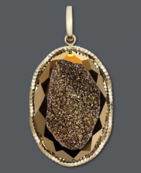 Add a taste of the exotic. Warm, sumptuous hues in bronze druzy create a shimmering, faceted look on this stunning pendant. Set in 14k gold. Does not include chain. Add a taste of the exotic. Warm, sumptuous hues in bronze druzy create a shimmering, faceted look on this stunning pendant. Set in 14k gold. Does not include chain.