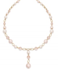 Sweet pink imitation pearls and a dangling strand make this Charter Club strand necklace a darling addition for your seasonal look. Crafted in gold tone mixed metal. Approximate length: 16-1/2 inches + 1-1/2-inch extender. Approximate drop: 1-1/2 inches. Sweet pink imitation pearls and a dangling strand make this Charter Club strand necklace a darling addition for your seasonal look. Crafted in gold tone mixed metal. Approximate length: 16-1/2 inches + 1-1/2-inch extender. Approximate drop: 1-1/2 inches.