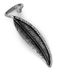Fine feathered friend. Bar III's stylish ring features a wing design embellished with acrylic sparkle. Crafted in burnished silver tone mixed metal. Size 7. Fine feathered friend. Bar III's stylish ring features a wing design embellished with acrylic sparkle. Crafted in burnished silver tone mixed metal. Size 7.