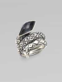 A coiling snake tail of sterling silver is consummated by a glistening cat-eye shaped crystal.Crystal Sterling silver Diameter, about 1 Imported A coiling snake tail of sterling silver is consummated by a glistening cat-eye shaped crystal.Crystal Sterling silver Diameter, about 1 Imported