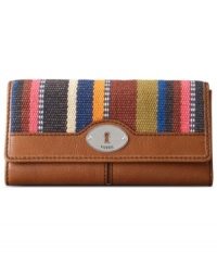 An eye-catching design decorated with vintage-inspired details and a season-perfect print. This boho beautiful wallet from Fossil features an earthy color palette, silver-tone hardware and lots of interior organization. An eye-catching design decorated with vintage-inspired details and a season-perfect print. This boho beautiful wallet from Fossil features an earthy color palette, silver-tone hardware and lots of interior organization.