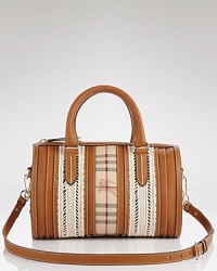 Boasting signature check and crochet details, Burberry's satchel is an investment in mixed media chic. The shapely bag lends a homespun touch to your look, whether it's dark denim or a tailored LBD. Boasting signature check and crochet details, Burberry's satchel is an investment in mixed media chic. The shapely bag lends a homespun touch to your look, whether it's dark denim or a tailored LBD.