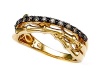 Carlo Viani® Smokey Quartz Bamboo Ring in 14k Yellow Gold Plated Silver Size 7