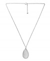 Create a smooth silhouette with this sleek pendant by Emporio Armani. A teardrop-shaped crystal accented by cubic zirconias adds instant style to your look. Stainless steel setting and chain. Approximate length: 16-1/2 inches +2-inch extender. Approximate drop: 1-1/2 inches.