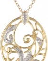 18k Yellow Gold Plated Sterling Silver Diamond Accent Pendant, 18