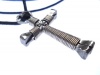 Titanium (Light Grey) Horseshoe Nail Cross Necklace