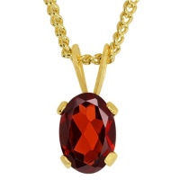 0.85 Ct 7X5MM Oval Red Garnet Gold Plated Pendant with 18 Chain