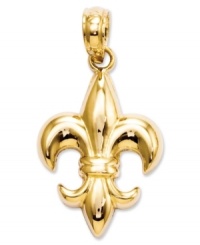 Royal roots. Add this iconic symbol of France for a dignified look. 14k gold charm features a petite Fleur de Lis. Chain not included. Approximate length: 4/5 inch. Approximate width: 2/5 inch. Royal roots. Add this iconic symbol of France for a dignified look. 14k gold charm features a petite Fleur de Lis. Chain not included. Approximate length: 4/5 inch. Approximate width: 2/5 inch.