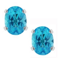 1.00 Ct Oval Blue Topaz Sterling Silver 6X4mm Earrings 1.00 Ct Oval Blue Topaz Sterling Silver 6X4mm Earrings
