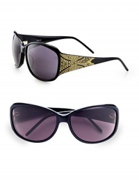 A glossy, glamourous resin design with a Swarvoski crystal accented logo temple. Available in shiny black with smoke lens. Swarvoski crystal accented logo temples100% UV protectionMade in Italy A glossy, glamourous resin design with a Swarvoski crystal accented logo temple. Available in shiny black with smoke lens. Swarvoski crystal accented logo temples100% UV protectionMade in Italy