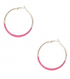 G by GUESS Gold-Tone and Fuchsia Hoop Earrings, GOLD