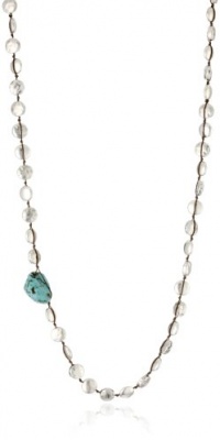 Lucky Brand Way We Wore Silver-Tone and Turquoise-Color Hammered Coin Necklace Lucky Brand Way We Wore Silver-Tone and Turquoise-Color Hammered Coin Necklace