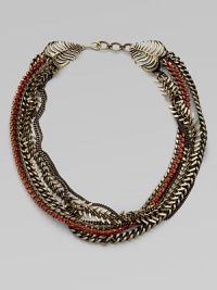 Dazzling stones add interest to this multi-row chain link design. Glass stonesBrassLength, about 17Hook closureImported Dazzling stones add interest to this multi-row chain link design. Glass stonesBrassLength, about 17Hook closureImported