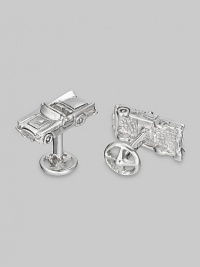 A 1950s convertible, authentically sculpted in sterling silver with delightful detail and a steering wheel t-back. Length, about 1 Made in USA A 1950s convertible, authentically sculpted in sterling silver with delightful detail and a steering wheel t-back. Length, about 1 Made in USA